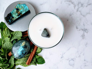 Enlightened Path: Peppermint, Cinnamon and Labradorite Soy Candle